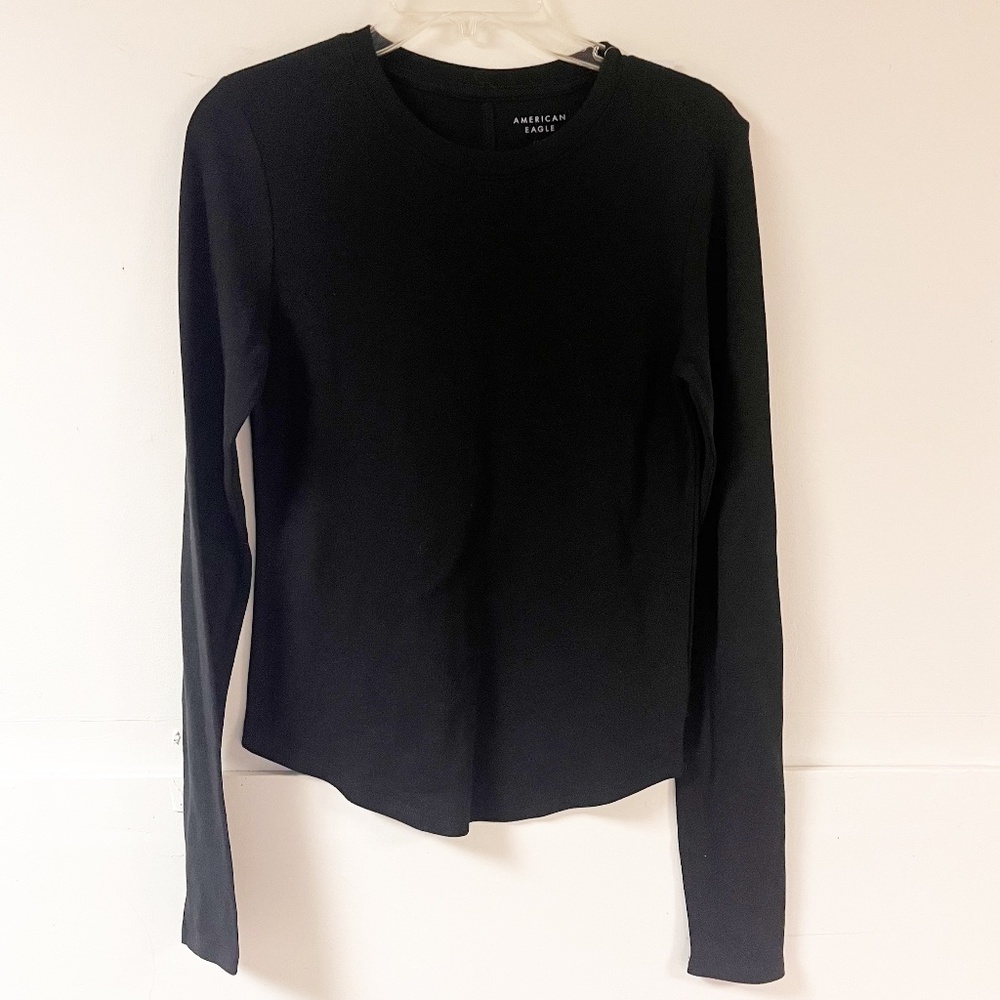 American Eagle Soft Long Sleeve T-Shirt Crewneck Black NWT Size Large